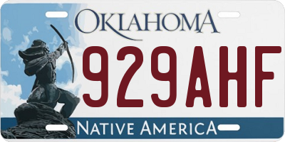 OK license plate 929AHF
