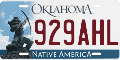 OK license plate 929AHL