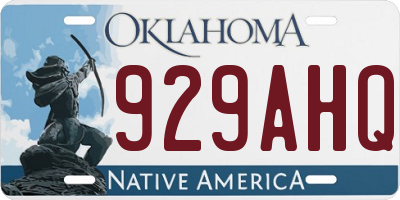 OK license plate 929AHQ