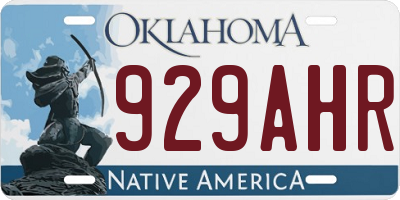 OK license plate 929AHR