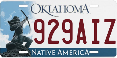 OK license plate 929AIZ
