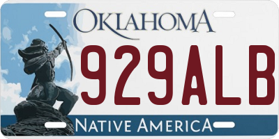 OK license plate 929ALB