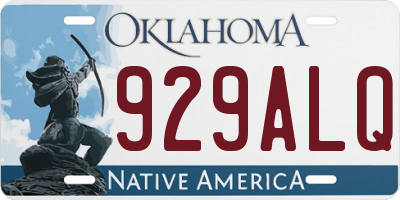 OK license plate 929ALQ