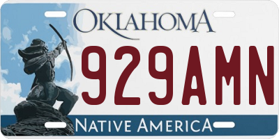 OK license plate 929AMN