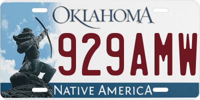 OK license plate 929AMW