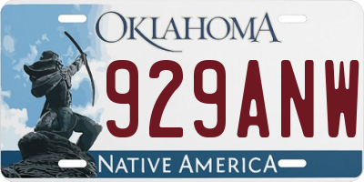 OK license plate 929ANW