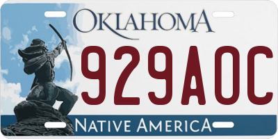 OK license plate 929AOC