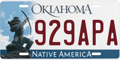 OK license plate 929APA