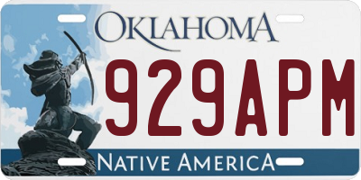 OK license plate 929APM