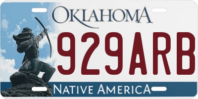 OK license plate 929ARB