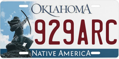 OK license plate 929ARC