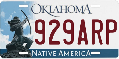 OK license plate 929ARP