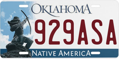 OK license plate 929ASA