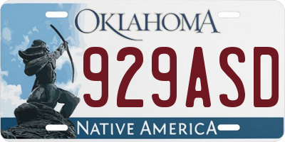 OK license plate 929ASD