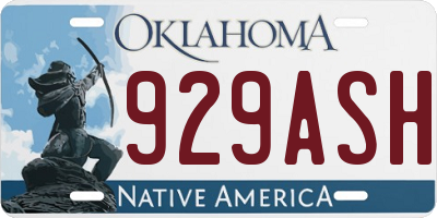 OK license plate 929ASH