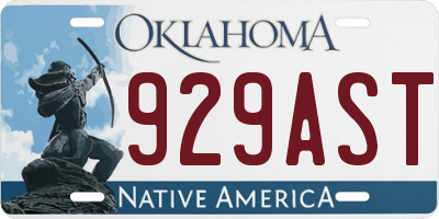 OK license plate 929AST