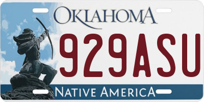 OK license plate 929ASU