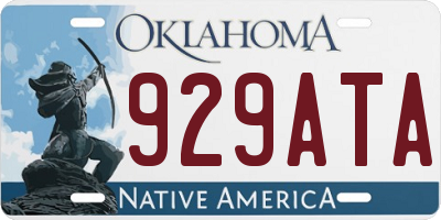 OK license plate 929ATA