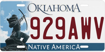 OK license plate 929AWV