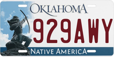 OK license plate 929AWY