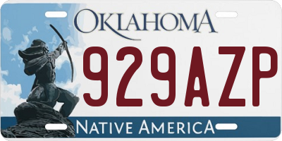 OK license plate 929AZP