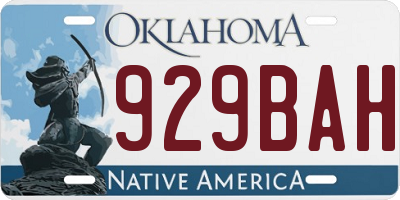 OK license plate 929BAH