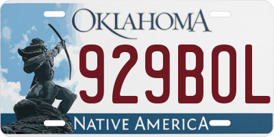 OK license plate 929BOL