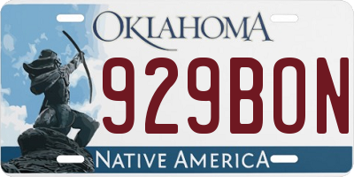 OK license plate 929BON