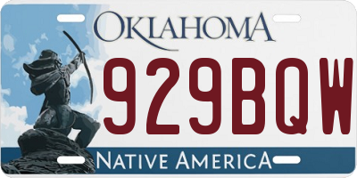 OK license plate 929BQW