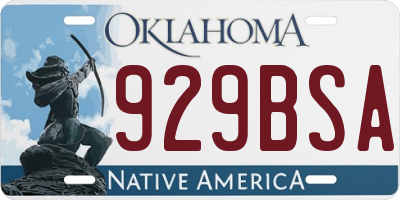 OK license plate 929BSA