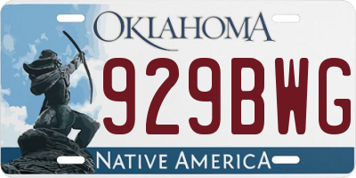 OK license plate 929BWG