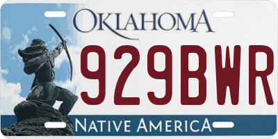OK license plate 929BWR