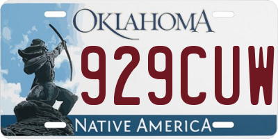 OK license plate 929CUW