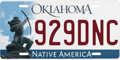 OK license plate 929DNC