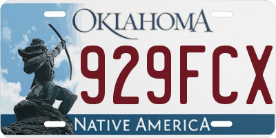 OK license plate 929FCX