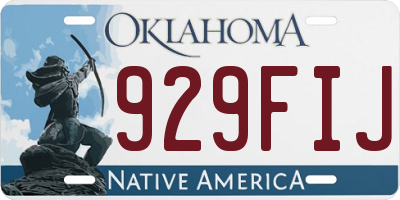 OK license plate 929FIJ