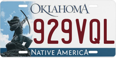 OK license plate 929VQL