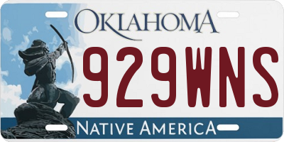 OK license plate 929WNS