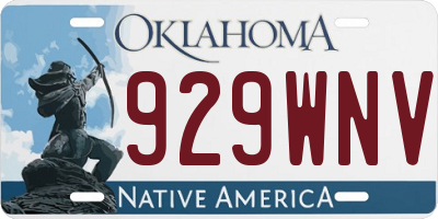 OK license plate 929WNV