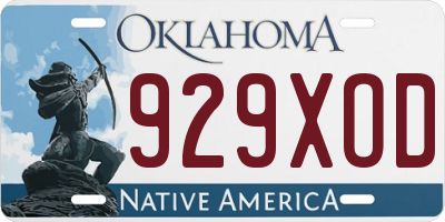 OK license plate 929XOD