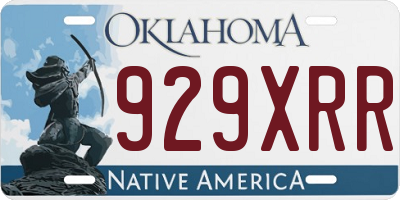 OK license plate 929XRR