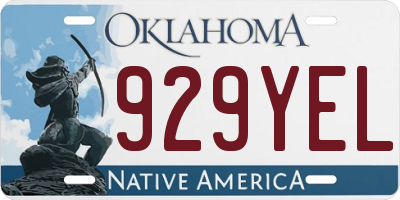 OK license plate 929YEL