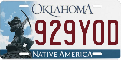 OK license plate 929YOD