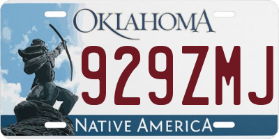 OK license plate 929ZMJ