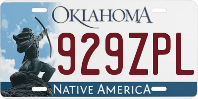 OK license plate 929ZPL