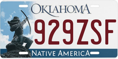 OK license plate 929ZSF