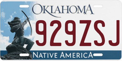 OK license plate 929ZSJ