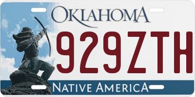 OK license plate 929ZTH