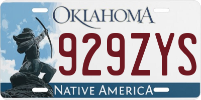 OK license plate 929ZYS