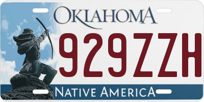 OK license plate 929ZZH